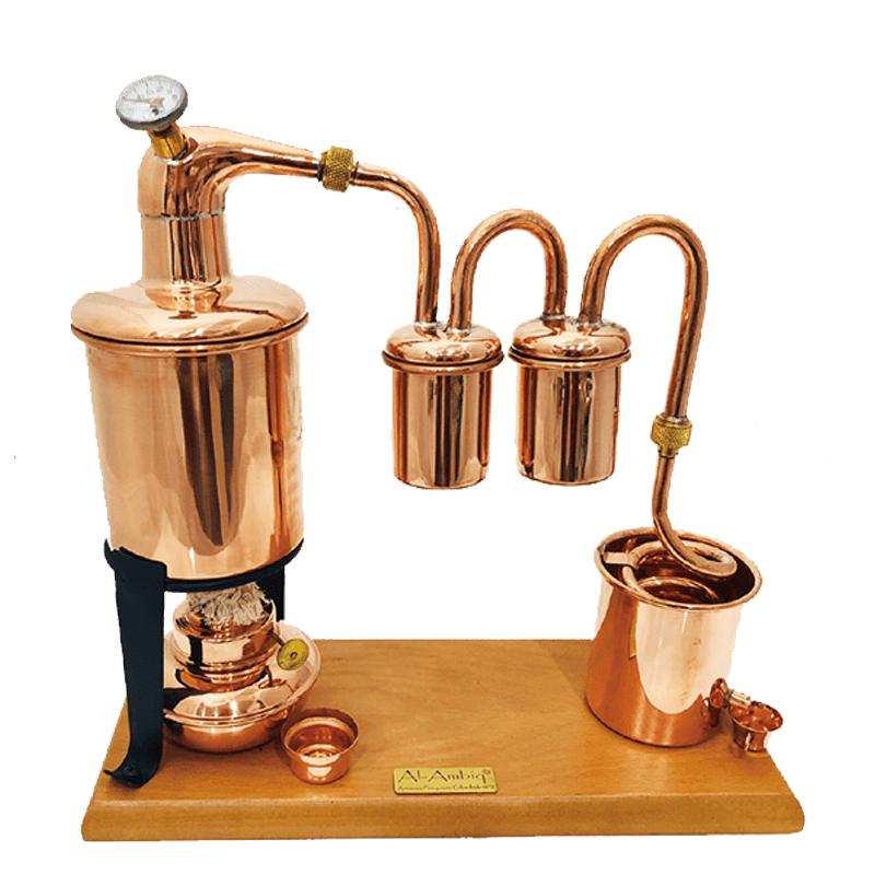 Distillery, Alembic, alcohol distiller, copper still - charentais premium  0,7 litres with spirit burner and thermometer 