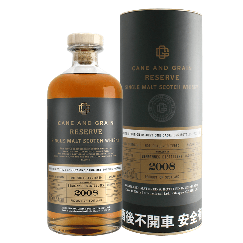 蘇格蘭麥凱利CANE & GRAIN BENRINNES 2008單一麥芽威士忌原酒 53.7%