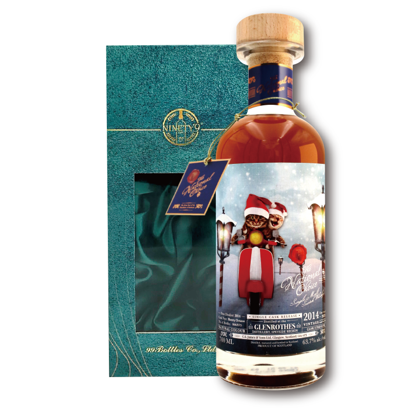 苏格兰威伦堡THE NATIONAL CHOICE GLENROTHES 2014单一桶单一麦芽威士忌原酒-猫圣诞63.7%